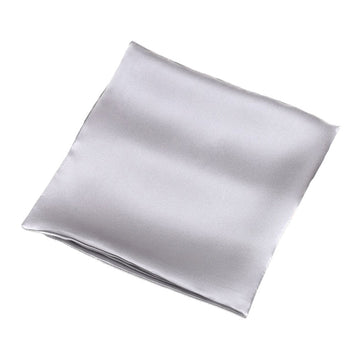 Double Sided Pure Mulberry Silk Pocket Squares, Silver Gray